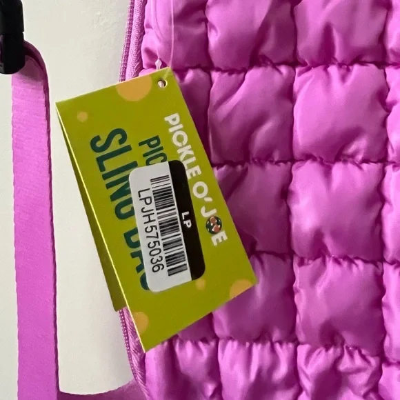Pickle O Joe Quilted Sling Bag Purple Zip Pockets Lightweight Adjustable NWT - Picture 7 of 11